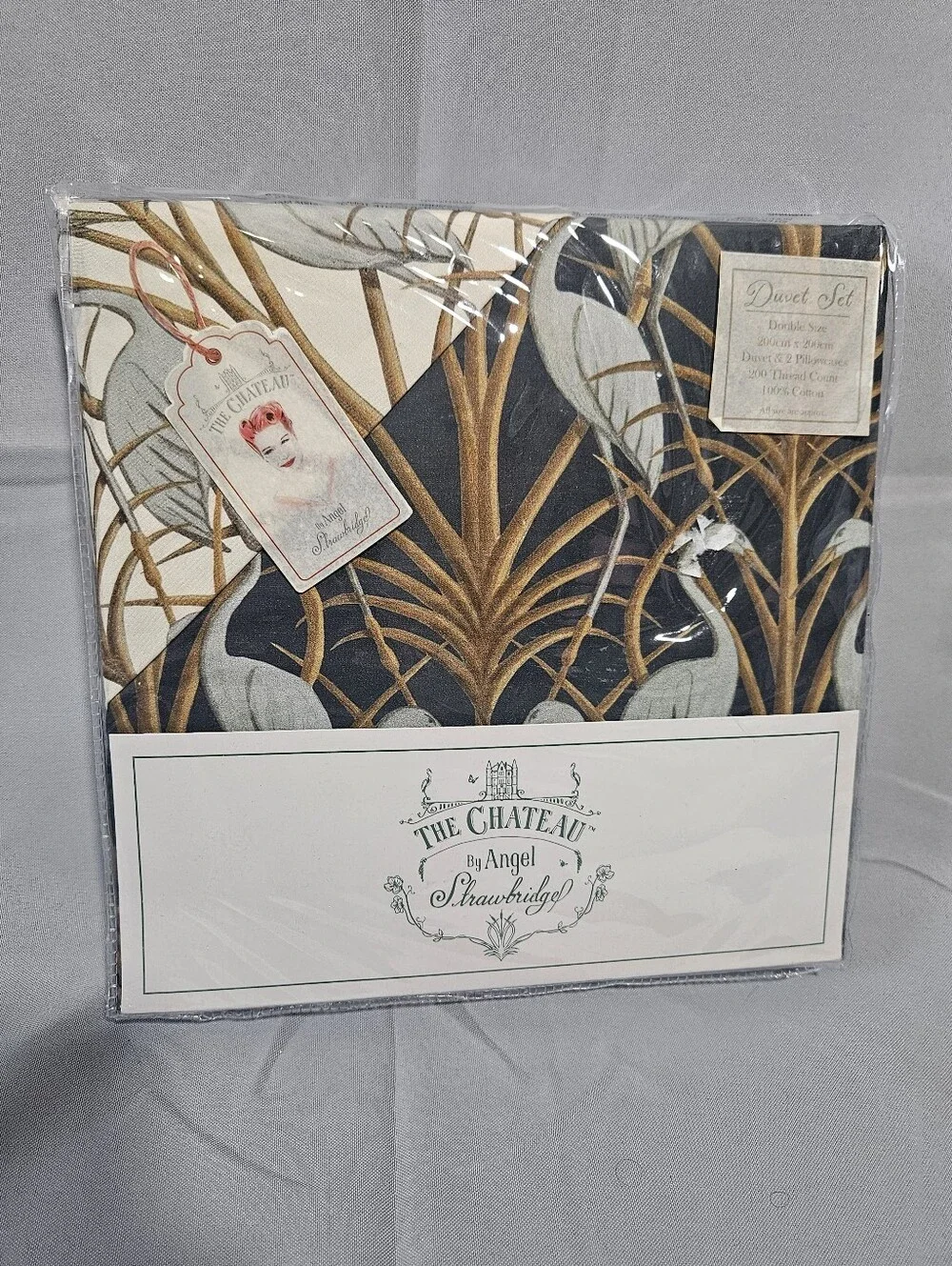 The Chateau Nouveau Heron Duvet Cover Art Deco Cotton Double Bed Reversible Set